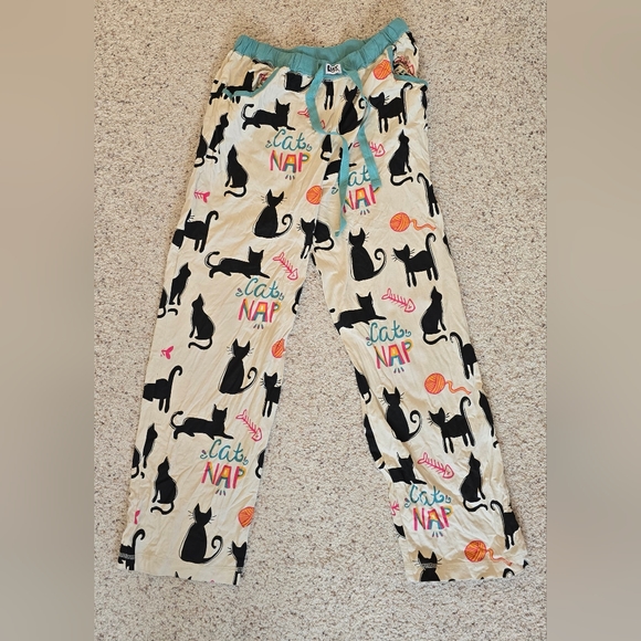 🐈‍⬛️Lazy One Womens Cat Nap Pajamas - Blue and Cream - Picture 2 of 4